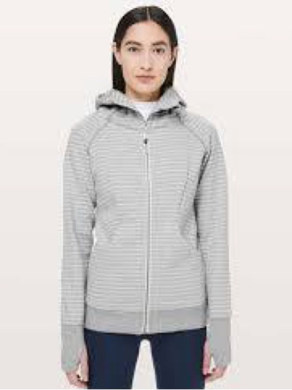 lululemon athletica Light Gray Striped Full‑Zip Hoodie